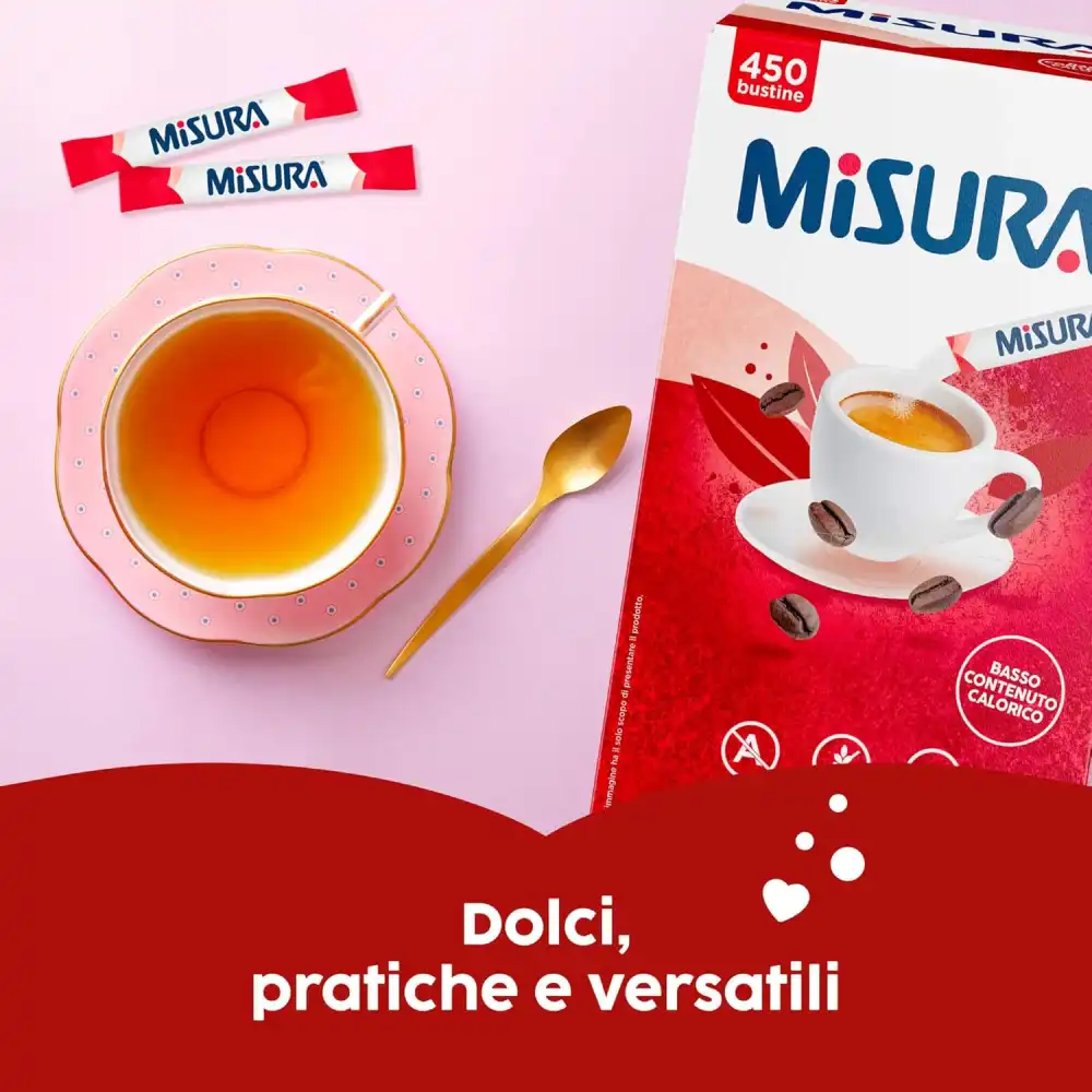Misura Dolcificante 450 Bustine Senza Glutine Aspartame 2 Calorie Monodose