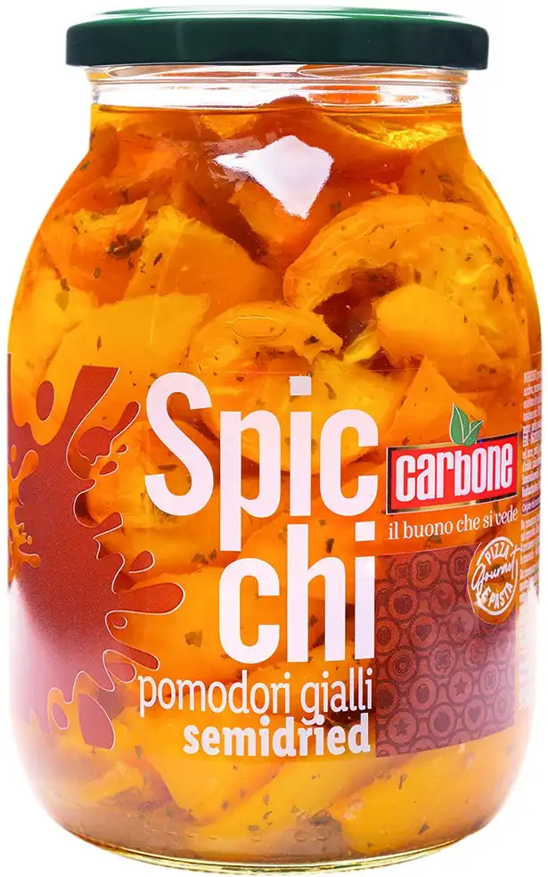 Pomodori Gialli Semidried Spicchi 950g Carbone in Olio per Pizza Antipasti