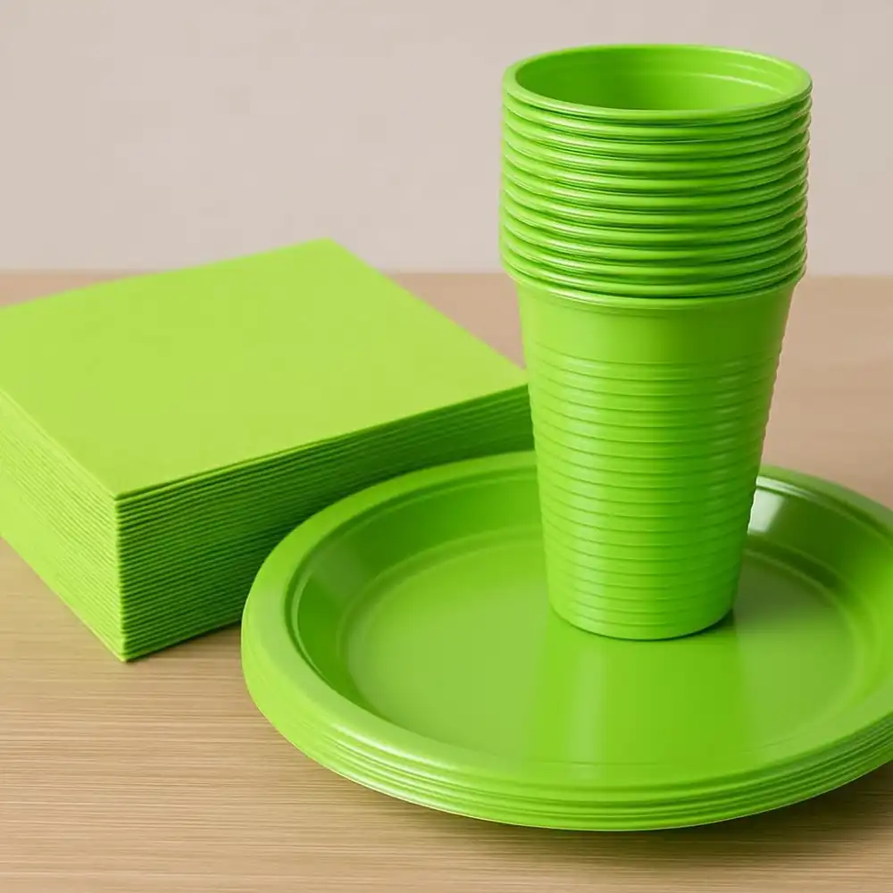 Set Party Verde Lime 150 Pezzi Piatti Bicchieri Tovaglioli Festa 50
