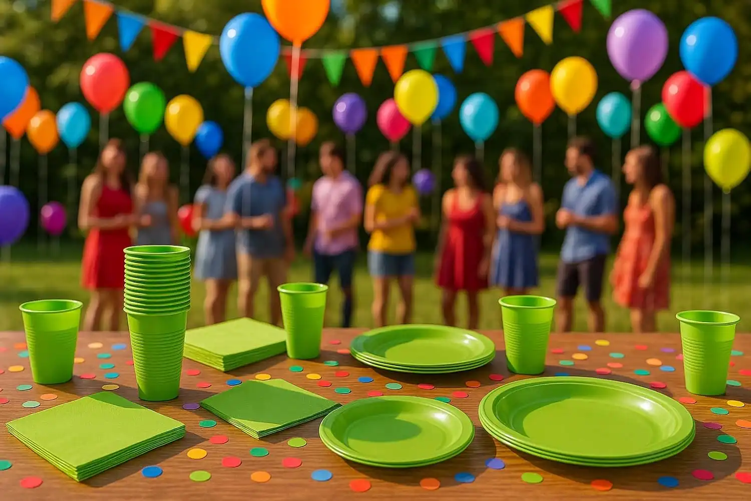 Set Party Verde Lime 150 Pezzi Piatti Bicchieri Tovaglioli Festa 50
