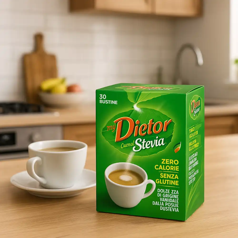 Dietor Cuor di Stevia 30 Bustine Dolcificante Naturale Senza Zucchero