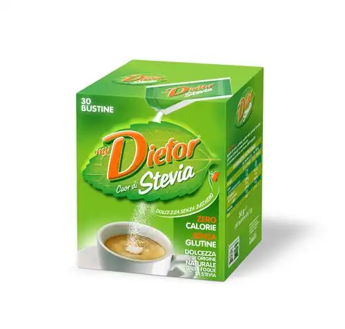 Dietor Cuor di Stevia 30 Bustine Dolcificante Naturale Senza Zucchero