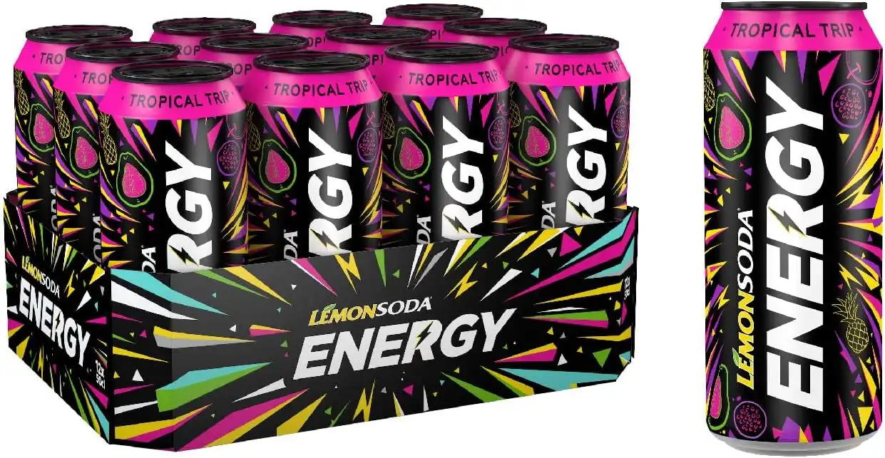 Lemonsoda Energy Tropical Trip 12 Lattine da 50cl Energy Drink Frutta e Caffeina