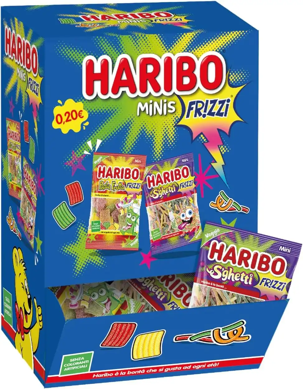 Haribo Minis Frizzi 170 Bustine da 20g –Caramelle Gommose Frizzanti Gusto Frutta