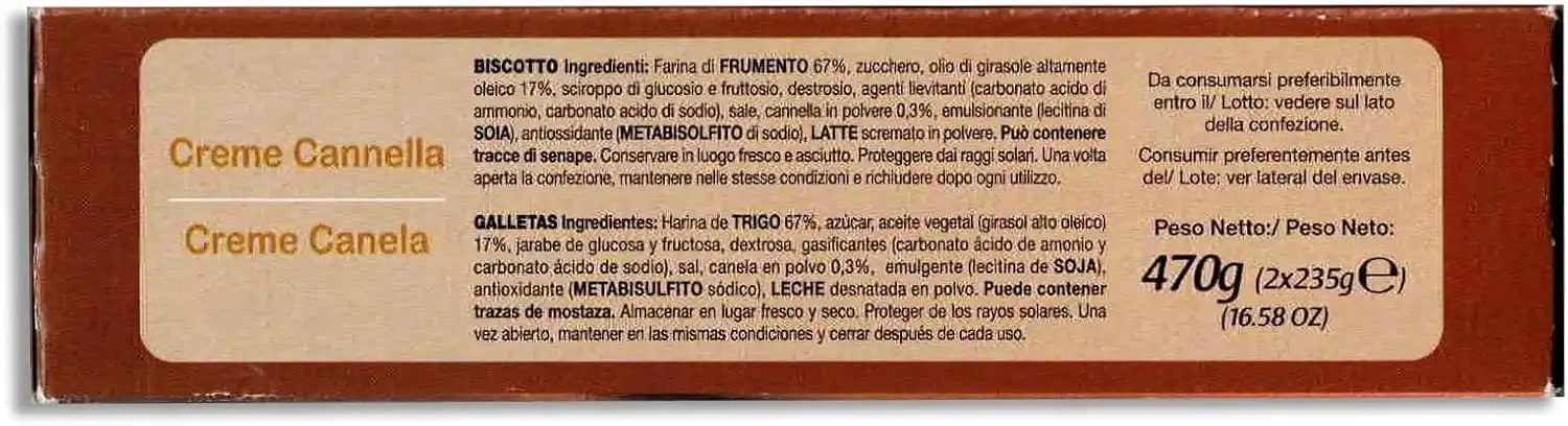 4x Gullon Creme Cannella 470g – Biscotti Cannella con Zucchero, Totale 1,88kg
