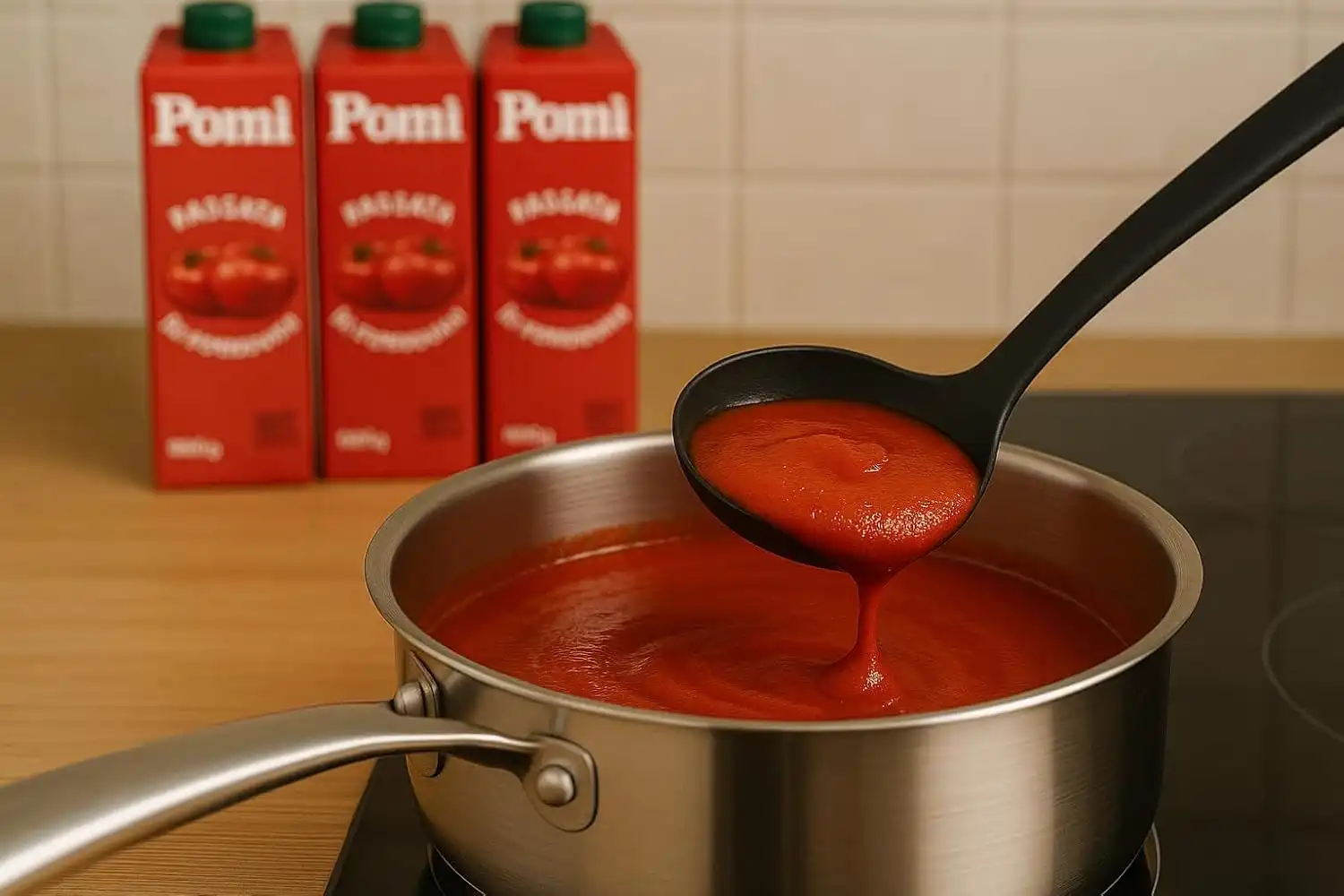 4 Pezzi Pomi Passata di Pomodoro 750 ml 100% Pomodoro Italiano Brik Cucina Salsa