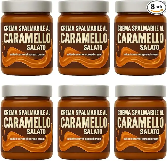 Crema Caramello Salato 200g, Senza Olio di Palma, 6 Vasetti Multipack