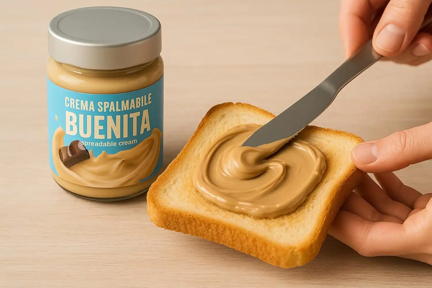 Crema Spalmabile Buenita 2 Vasetti, Gusto Intenso, Senza Olio di Palma