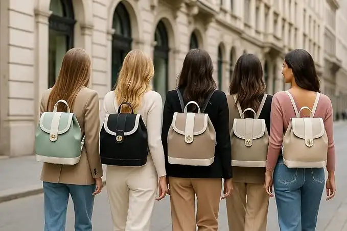 Zaino Donna Bicolor Diana&Co in PU, Pattina e Zip, Light Taupe, Moda Elegante