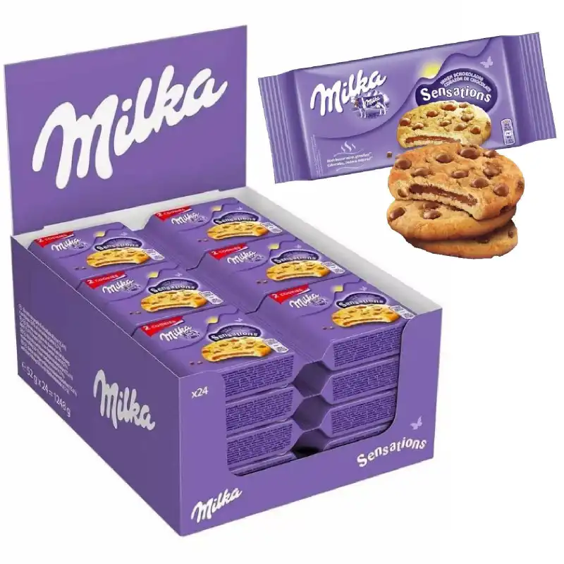 24x Milka Sensations Cookie 52g – Biscotti con Cuore Morbido al Cioccolato