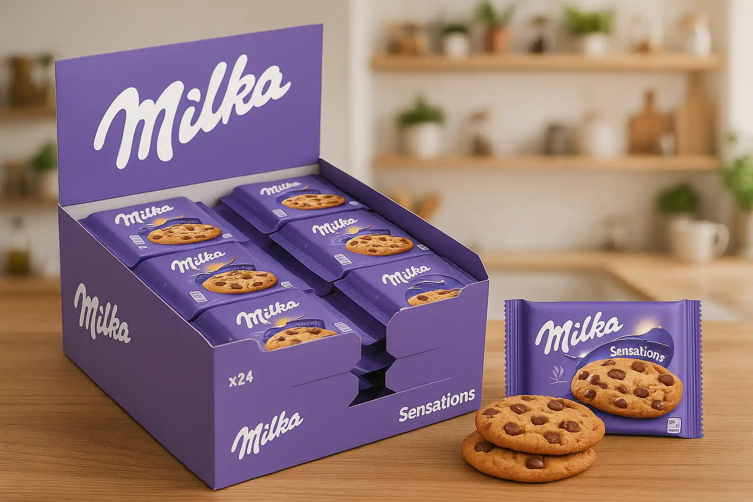 24x Milka Sensations Cookie 52g – Biscotti con Cuore Morbido al Cioccolato