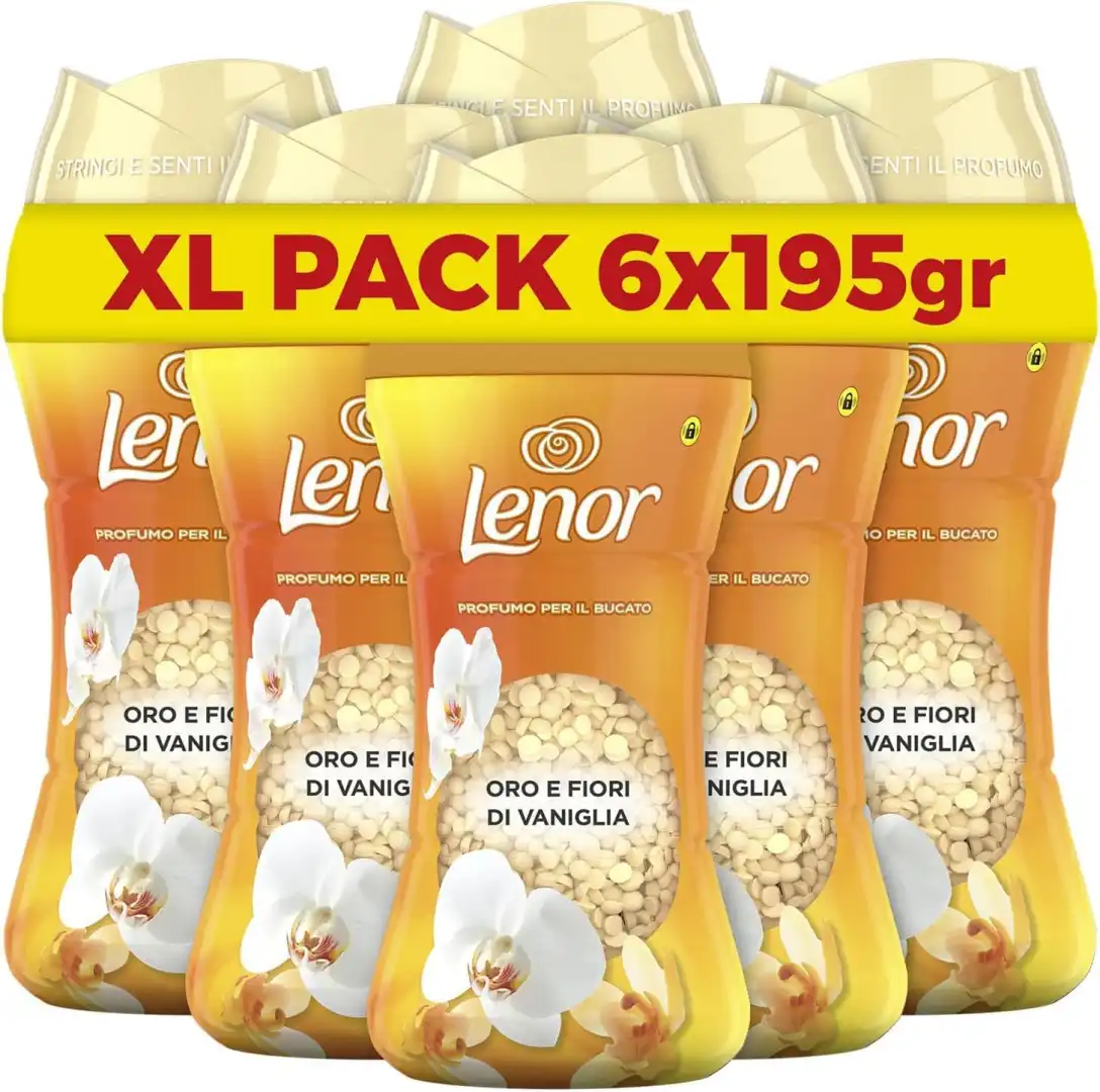 Lenor Perle Profumate Bucato Oro Vaniglia 6X195Gr Intensificatore Lavatrice