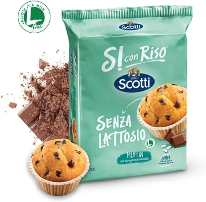 3x Scotti Sì con Riso Muffin Cioccolato Senza Lattosio 6x222g – 18 Monoporzioni