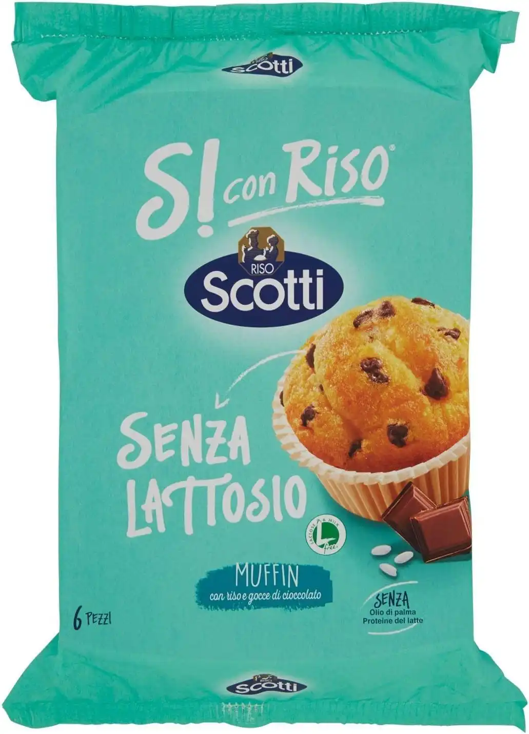 3x Scotti Sì con Riso Muffin Cioccolato Senza Lattosio 6x222g – 18 Monoporzioni