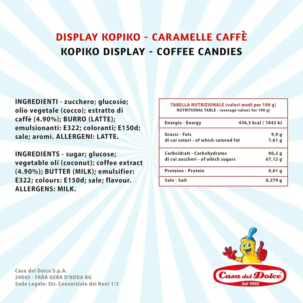 Kopiko Mini Coffee 800g – Caramelle Dure al Caffè – Display da Banco