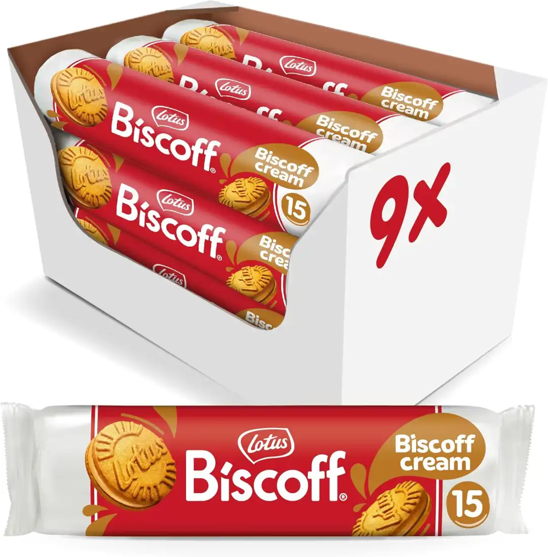 Lotus Biscoff Biscotti Sandwich con Crema al Gusto Biscoff Vegani 9x150g
