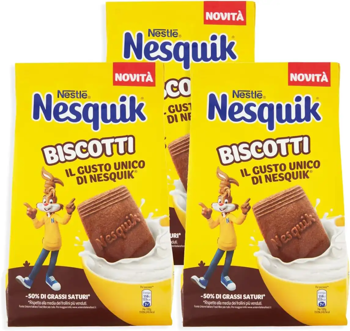 3x Nesquik Biscotti 300g – Cacao e Latte Fresco – Maxi Confezione – Novità