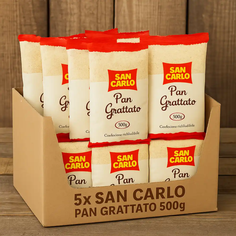 5x San Carlo Pan Grattato 500g – Pane Bianco Essiccato e Grattugiato