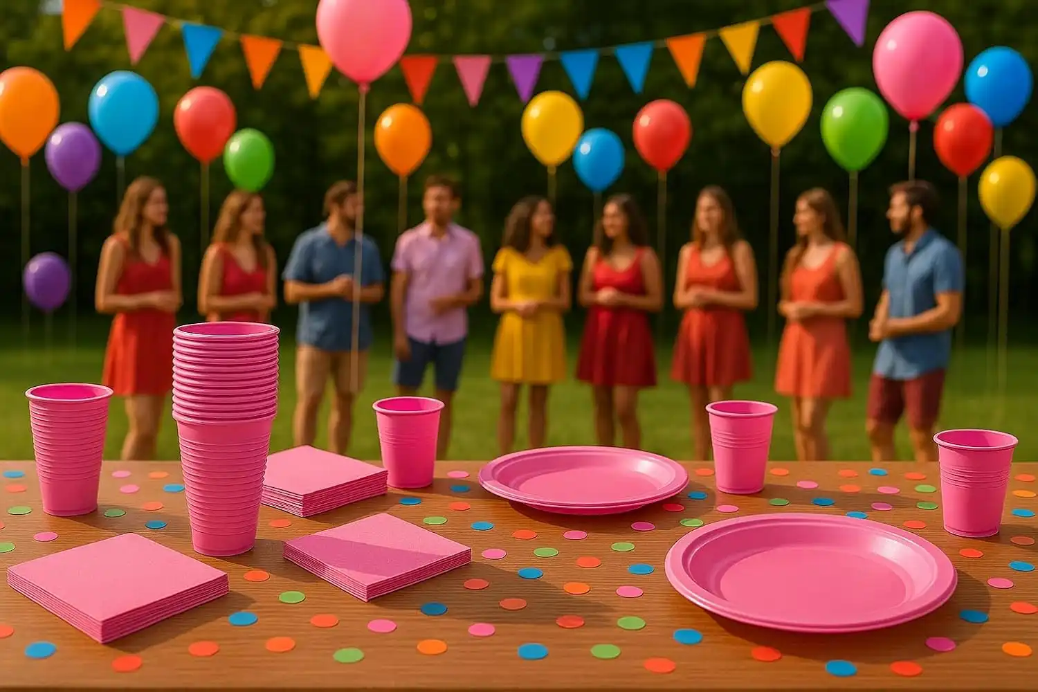 Set 150pz Rosa: 50 Piatti, 50 Bicchieri, 50 Tovaglioli –Feste Baby Shower Eventi