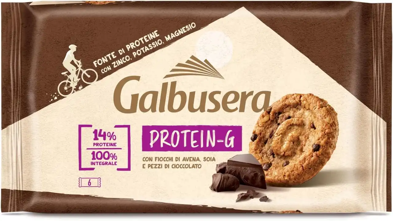 Galbusera Protein-G Biscotti Avena, Soia e Cioccolato 300g - 8 Confezioni