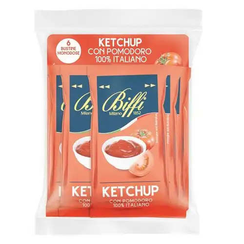 15 Confezioni Biffi Ketchup Monodose 6x10g – Bustine con Pomodoro 100% Italiano