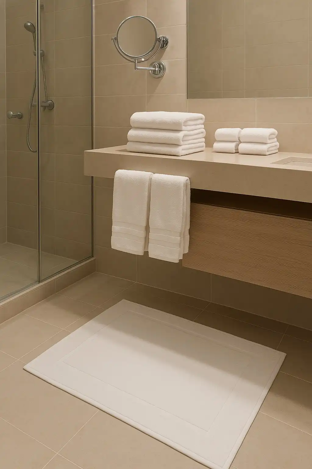 6x Tappetini Bagno 50x70cm Bianchi – Spugna 100% Cotone 650g Alta Assorbenza