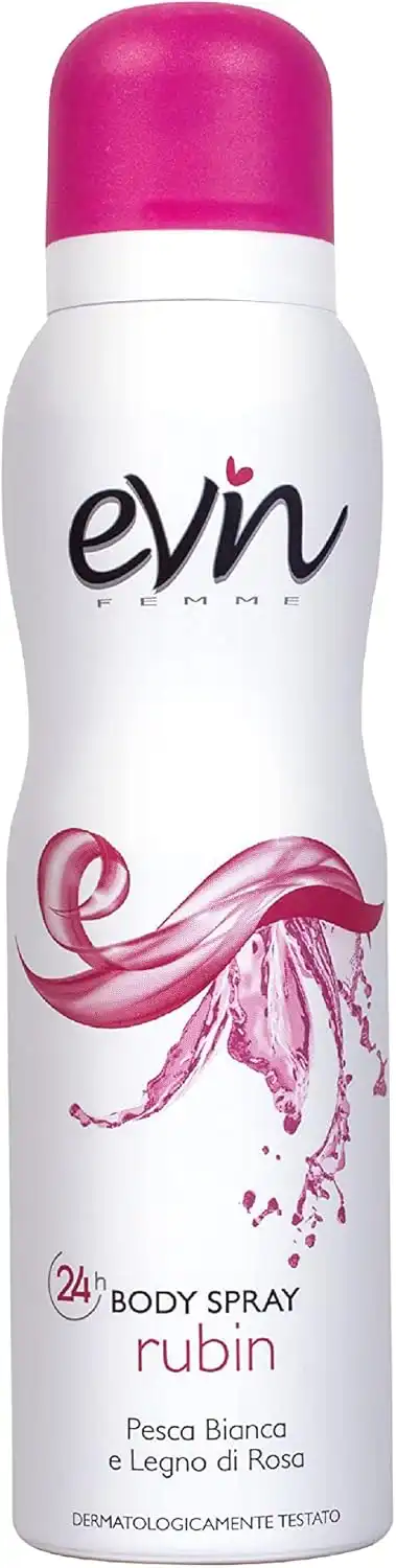EVIN Deodorante Donna Spray Rubin 6x150ml, Pesca Bianca & Rosa, 24h Freschezza