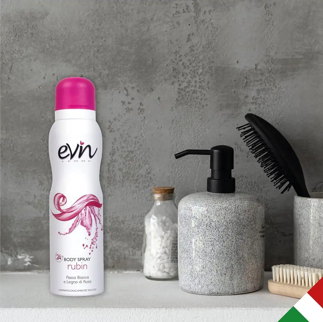 EVIN Deodorante Donna Spray Rubin 6x150ml, Pesca Bianca & Rosa, 24h Freschezza