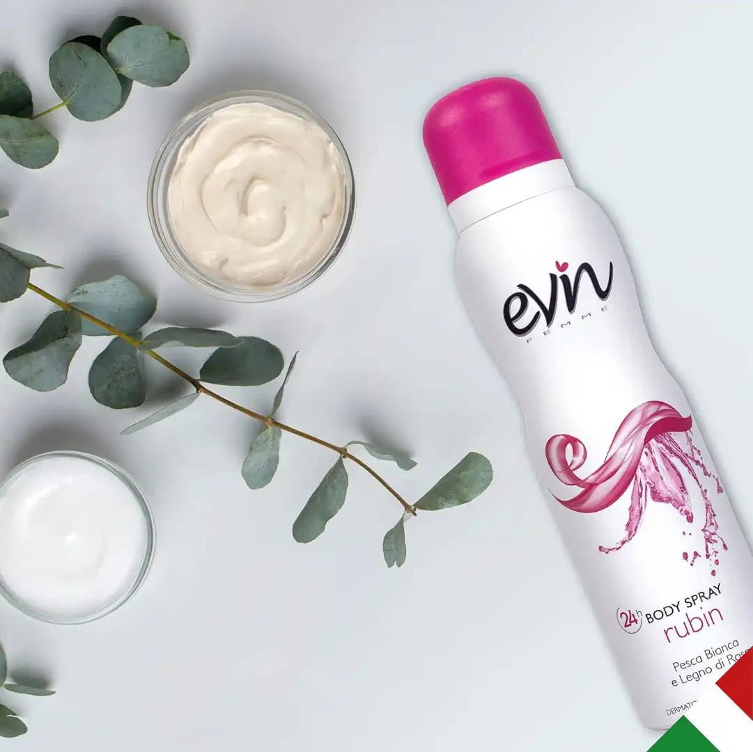 EVIN Deodorante Donna Spray Rubin 6x150ml, Pesca Bianca & Rosa, 24h Freschezza
