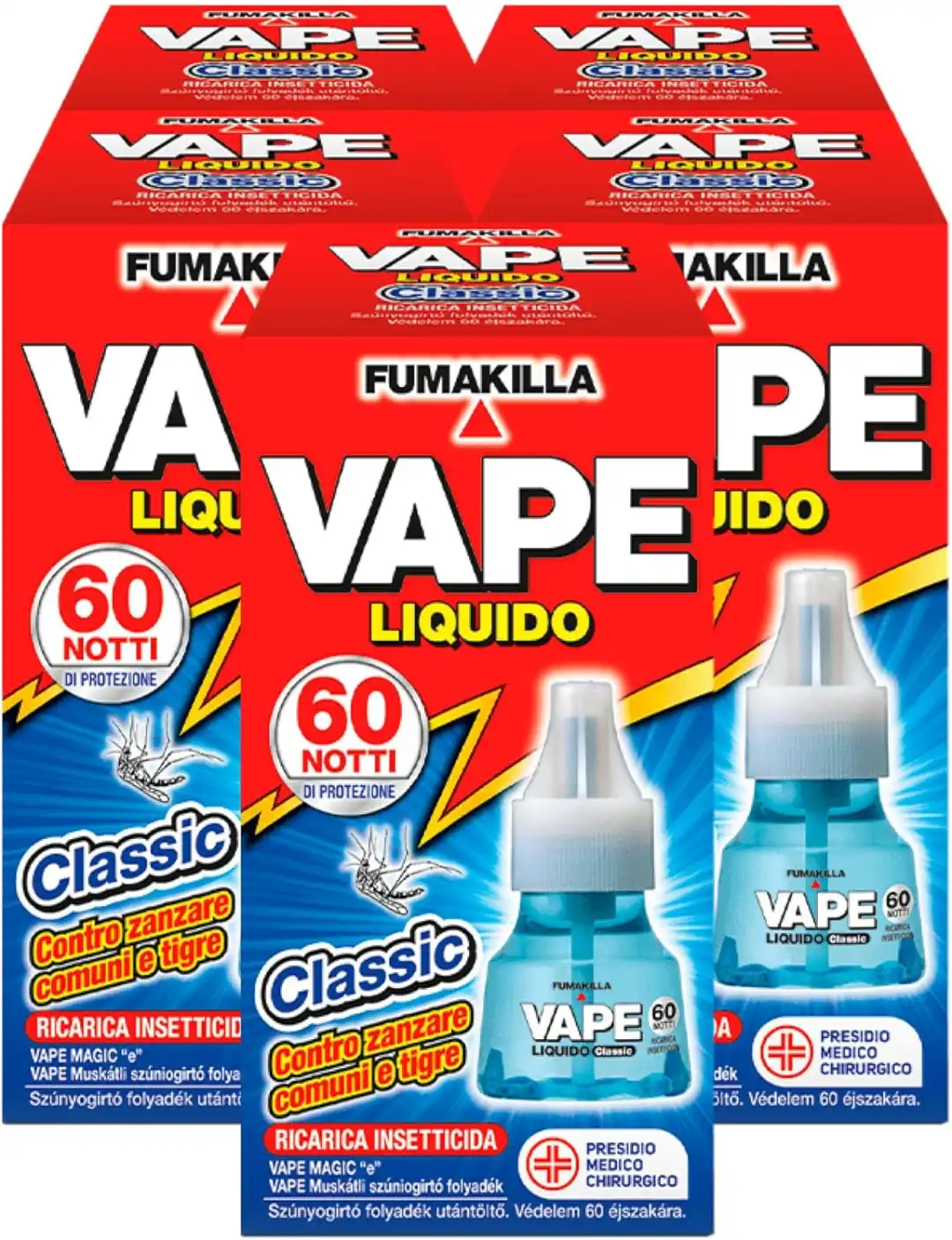 5 x Vape Ricarica Liquida 60 Notti Insetticida Zanzare Tigre Mosche PMC