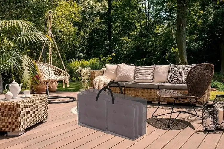 Cover Kinzo Custodia per Cuscini da Giardino in Poliestere Nero fino a 6 Cuscini