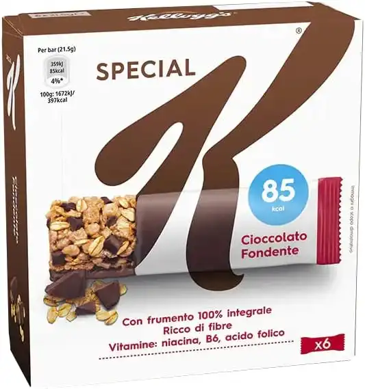 10X Barrette Special K Cereali Integrali e Cioccolato Fondente 129g