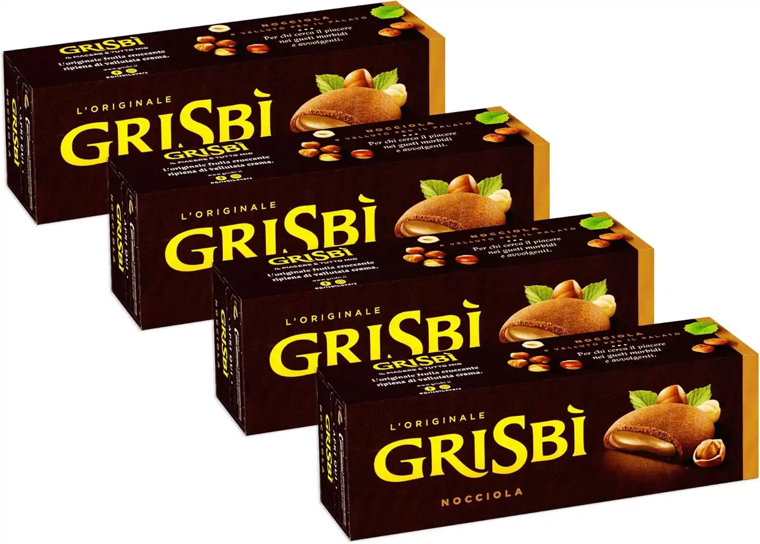 4x Grisbi L'Originale Biscotti Frolle Ripieni Crema Nocciole 135g Croccanti