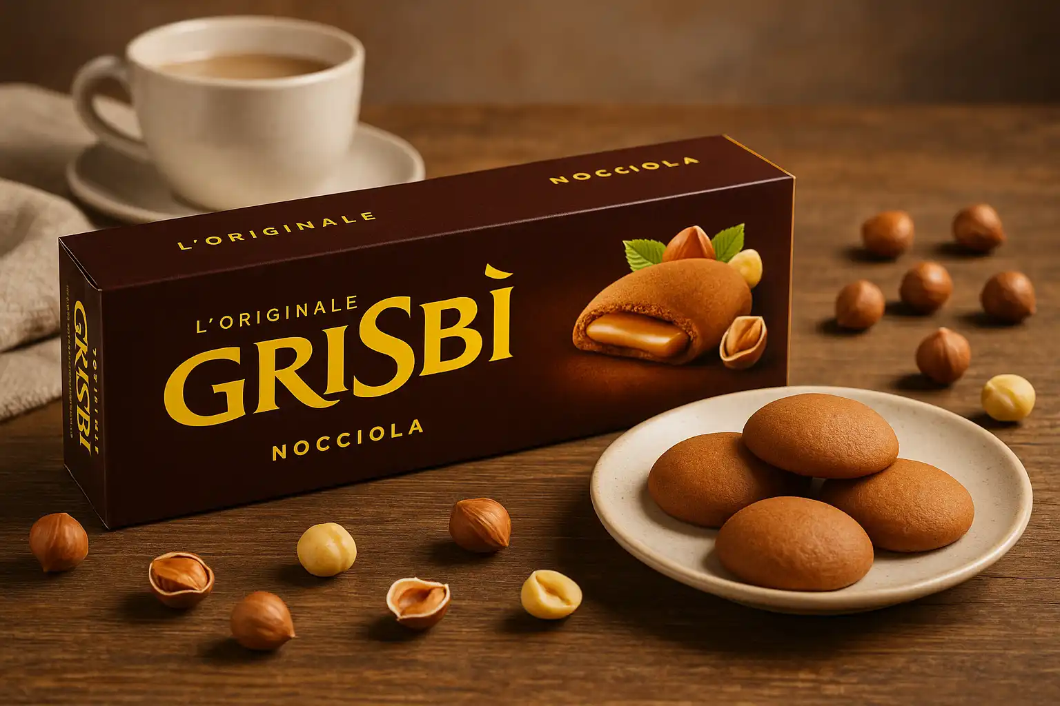 4x Grisbi L'Originale Biscotti Frolle Ripieni Crema Nocciole 135g Croccanti