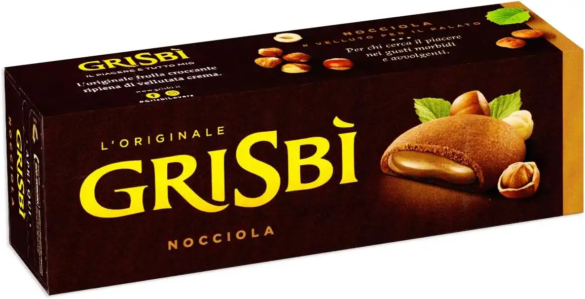 4x Grisbi L'Originale Biscotti Frolle Ripieni Crema Nocciole 135g Croccanti