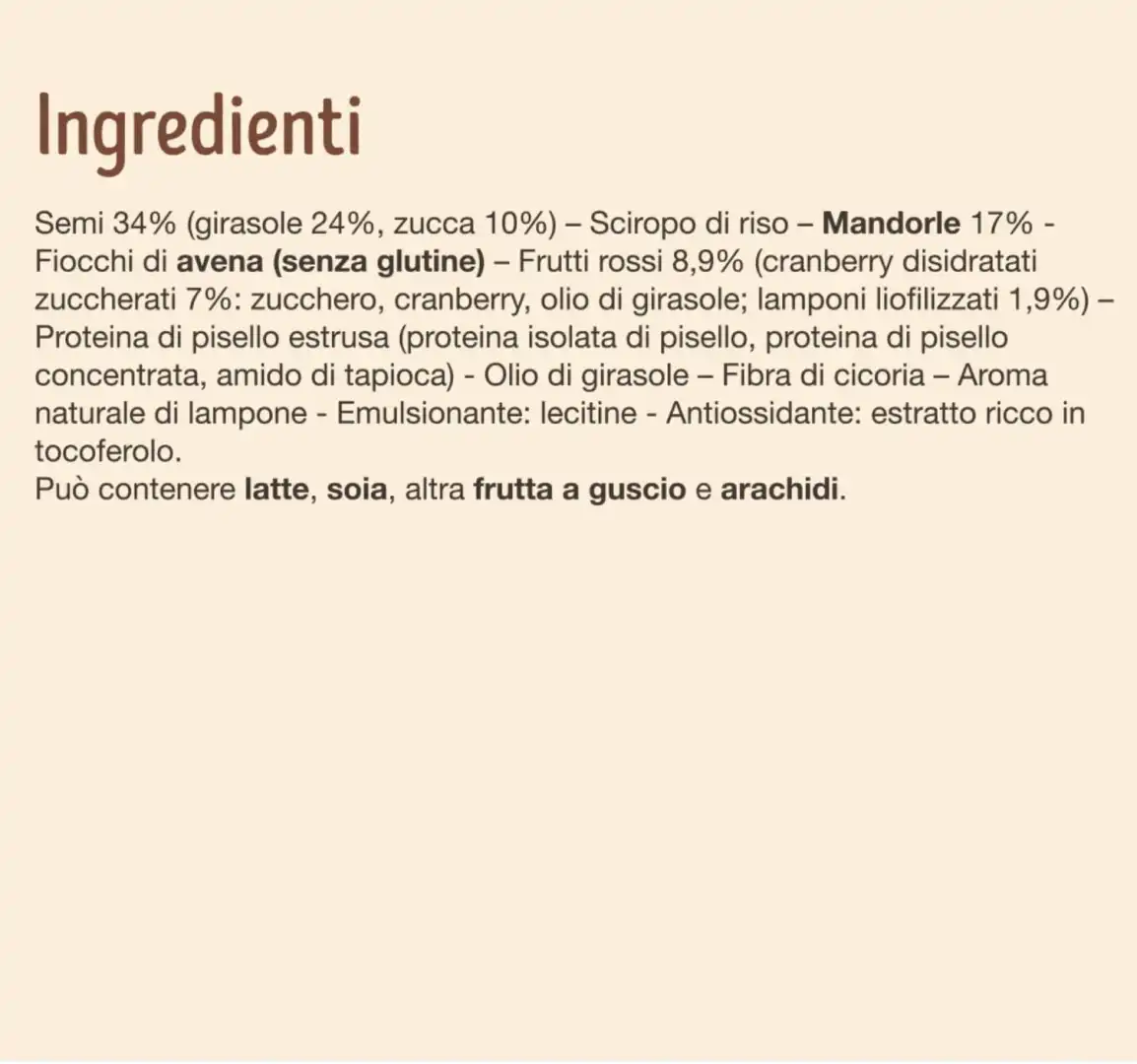 8X Misura Protein Barrette Semi Mandorle Cranberry Lamponi 120g Senza Glutine