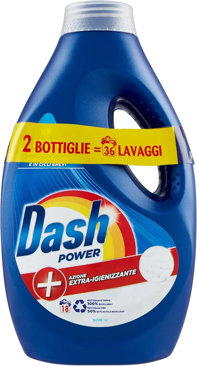 2x Dash Power Lavatrice 900ml – Extra Igienizzante, 18 Lavaggi per Flacone