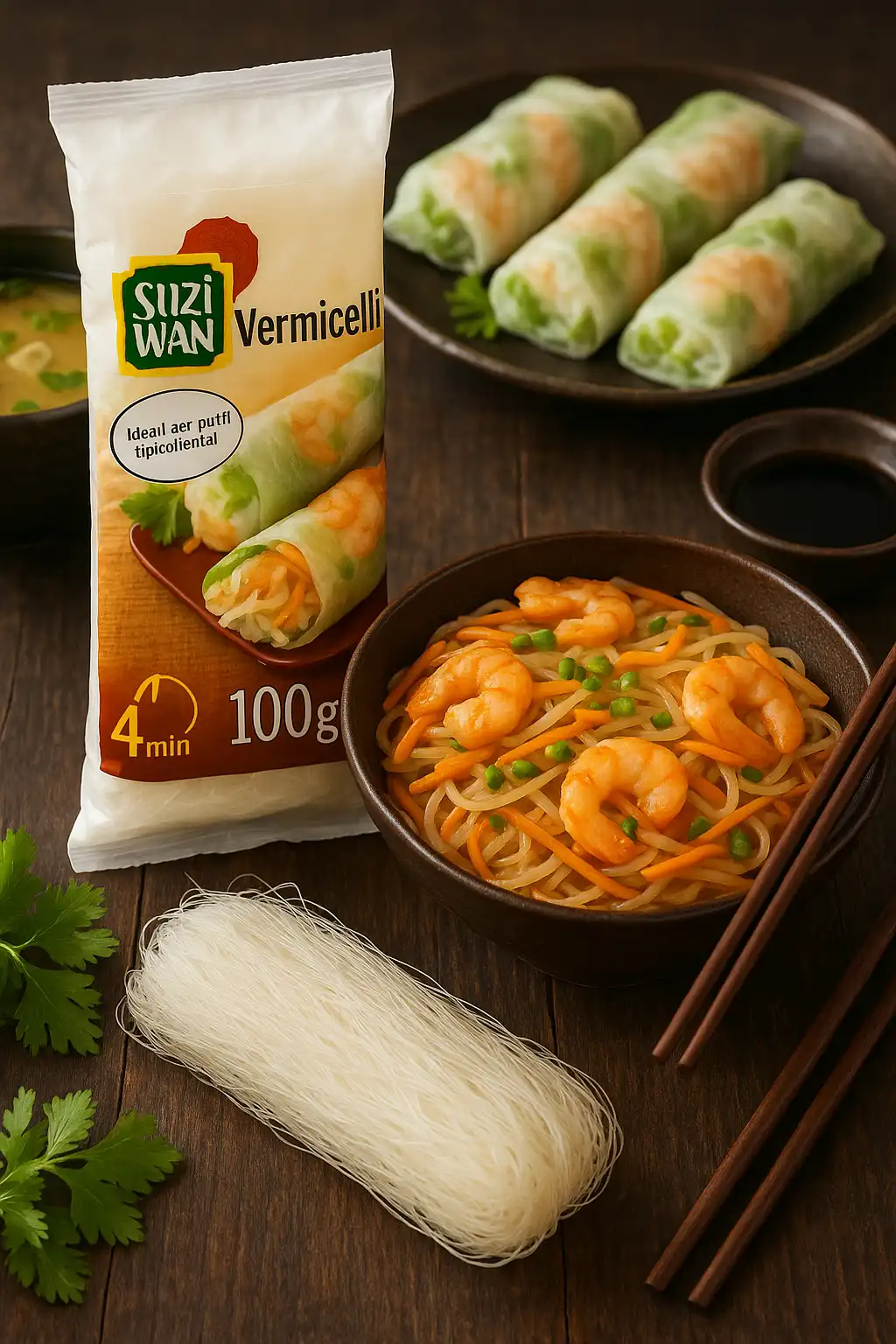 14x Suzi Wan Vermicelli di Soia 100g – Ideali per Zuppe e Involtini Orientali