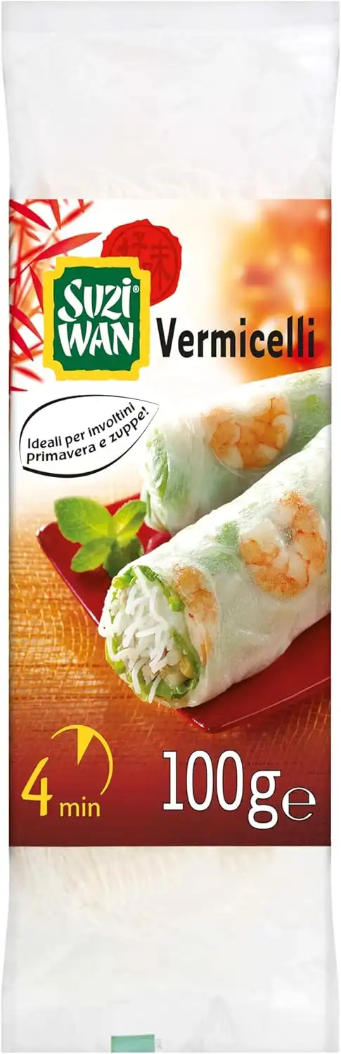 14x Suzi Wan Vermicelli di Soia 100g – Ideali per Zuppe e Involtini Orientali
