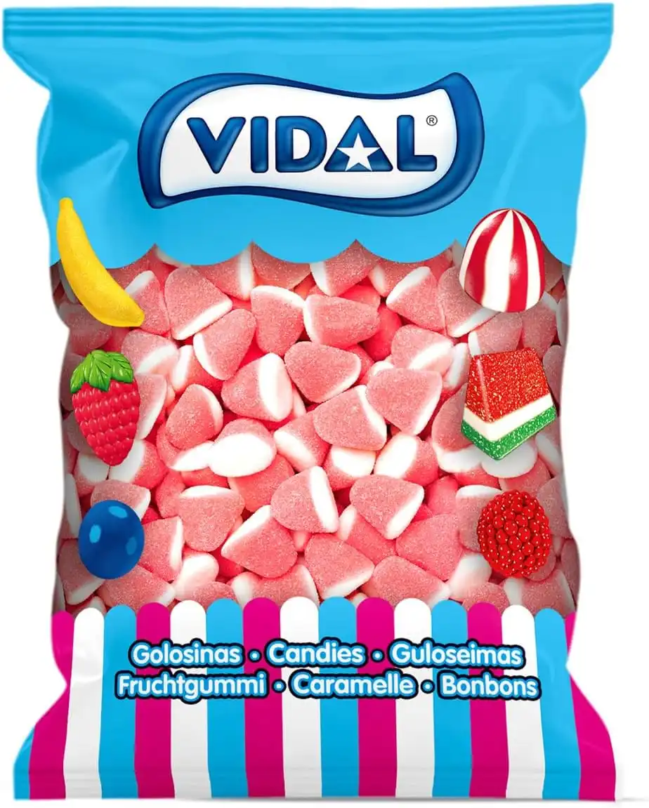 Vidal Caramelle Baci Panna Fragola 1kg – Gommose Zuccherate per Caramellata