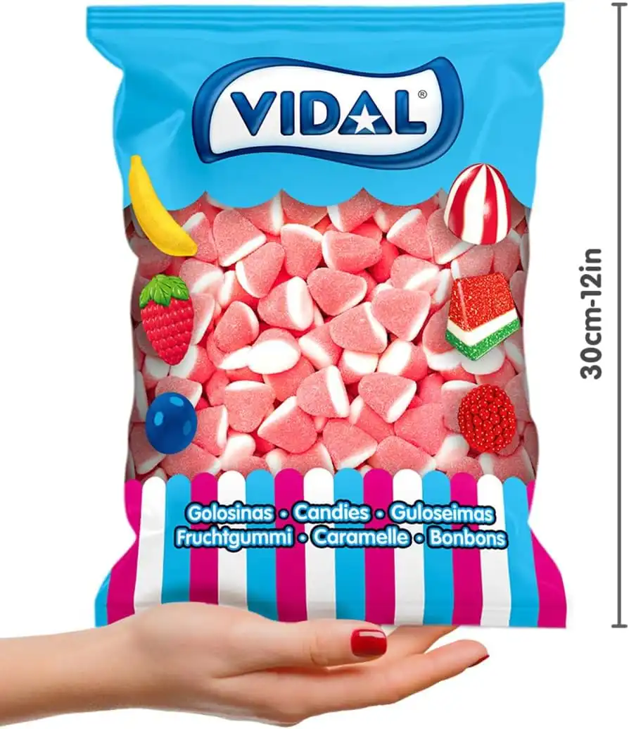 Vidal Caramelle Baci Panna Fragola 1kg – Gommose Zuccherate per Caramellata