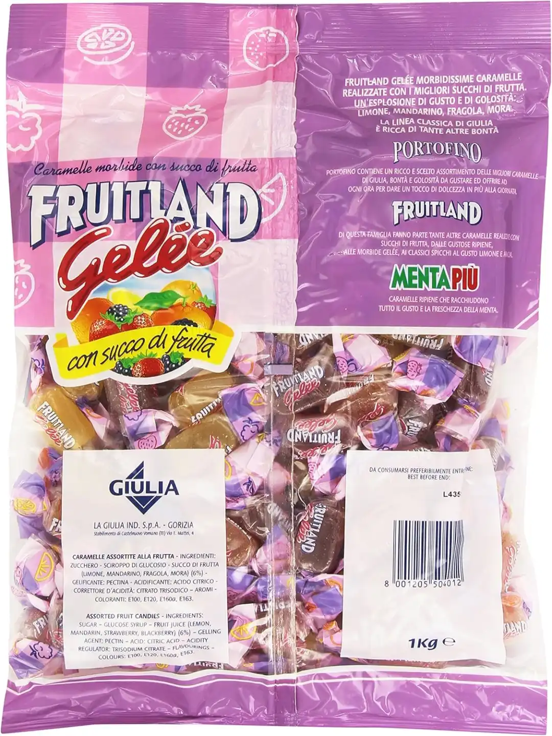 Fruitland Caramelle Gelée 1kg – Morbide con Succo di Frutta, Gusti Misti