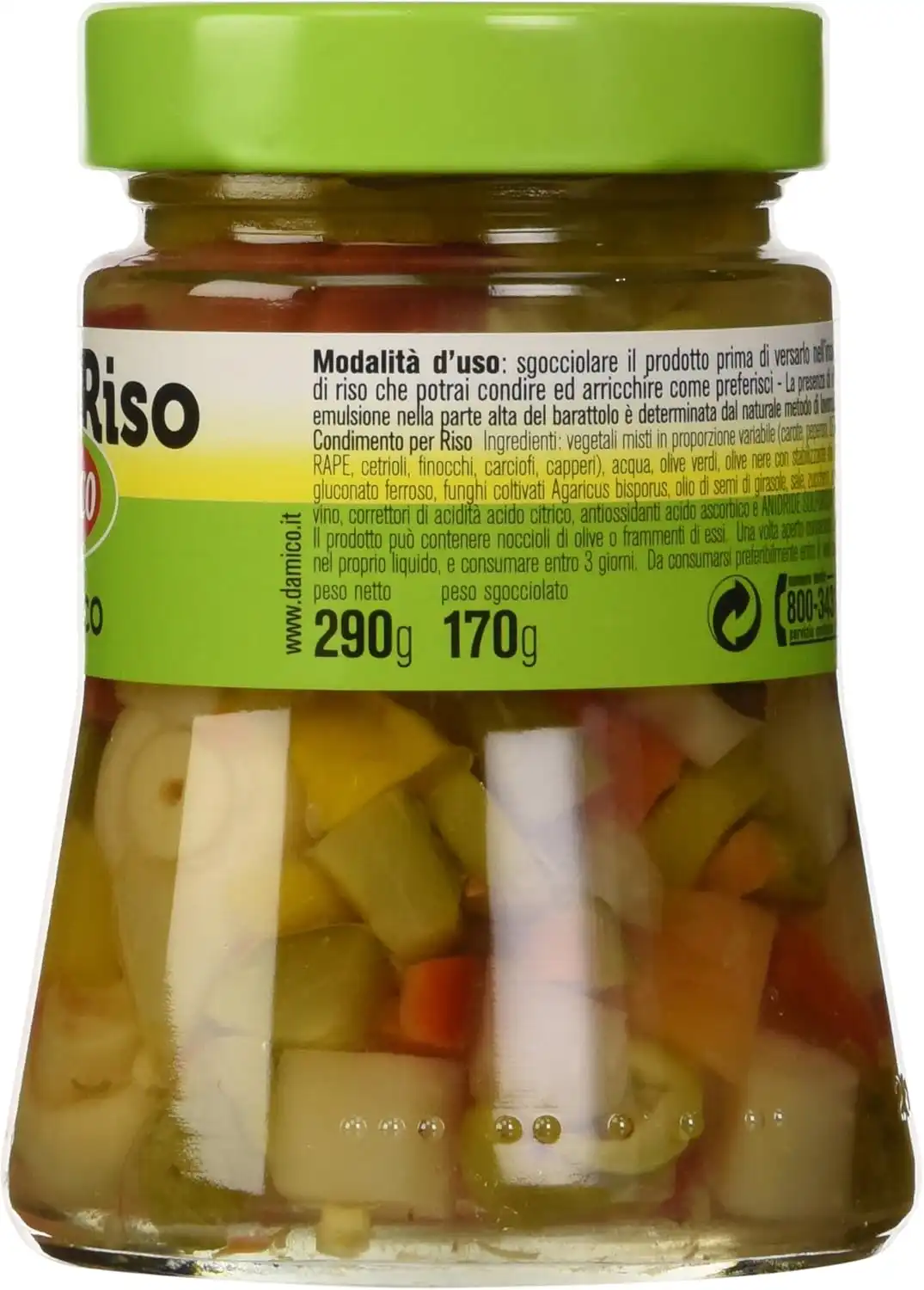 D'Amico GustoRiso Classico 8x290g Condiriso Verdure Miste per Riso Freddo Pronto