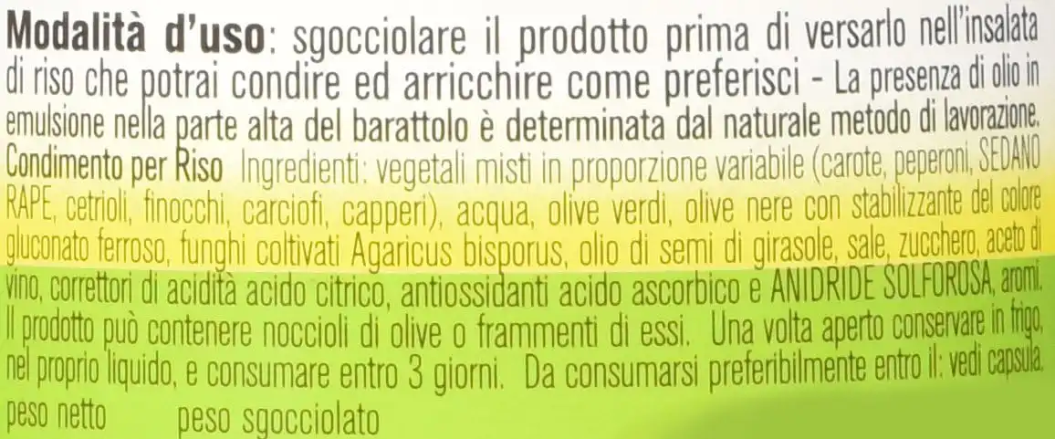 D'Amico GustoRiso Classico 8x290g Condiriso Verdure Miste per Riso Freddo Pronto