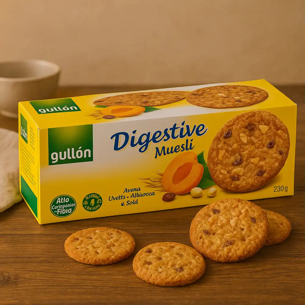12x Biscotti Gullon Digestive Muesli 230g con Cereali e Fibre Integrali