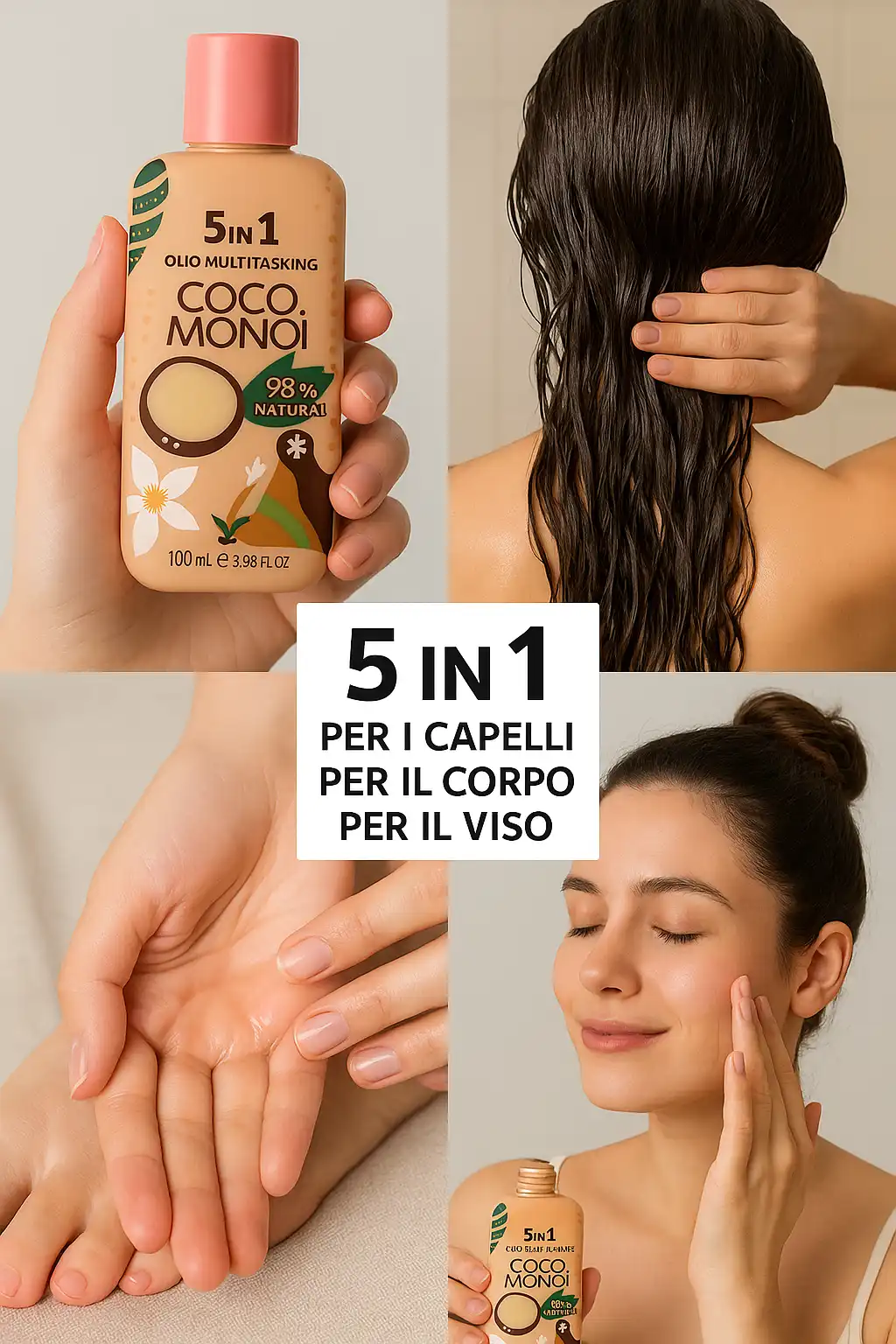 Coco Monoi Olio Multifunzione 5in1 100ml – Idratante per Corpo, Capelli e Viso