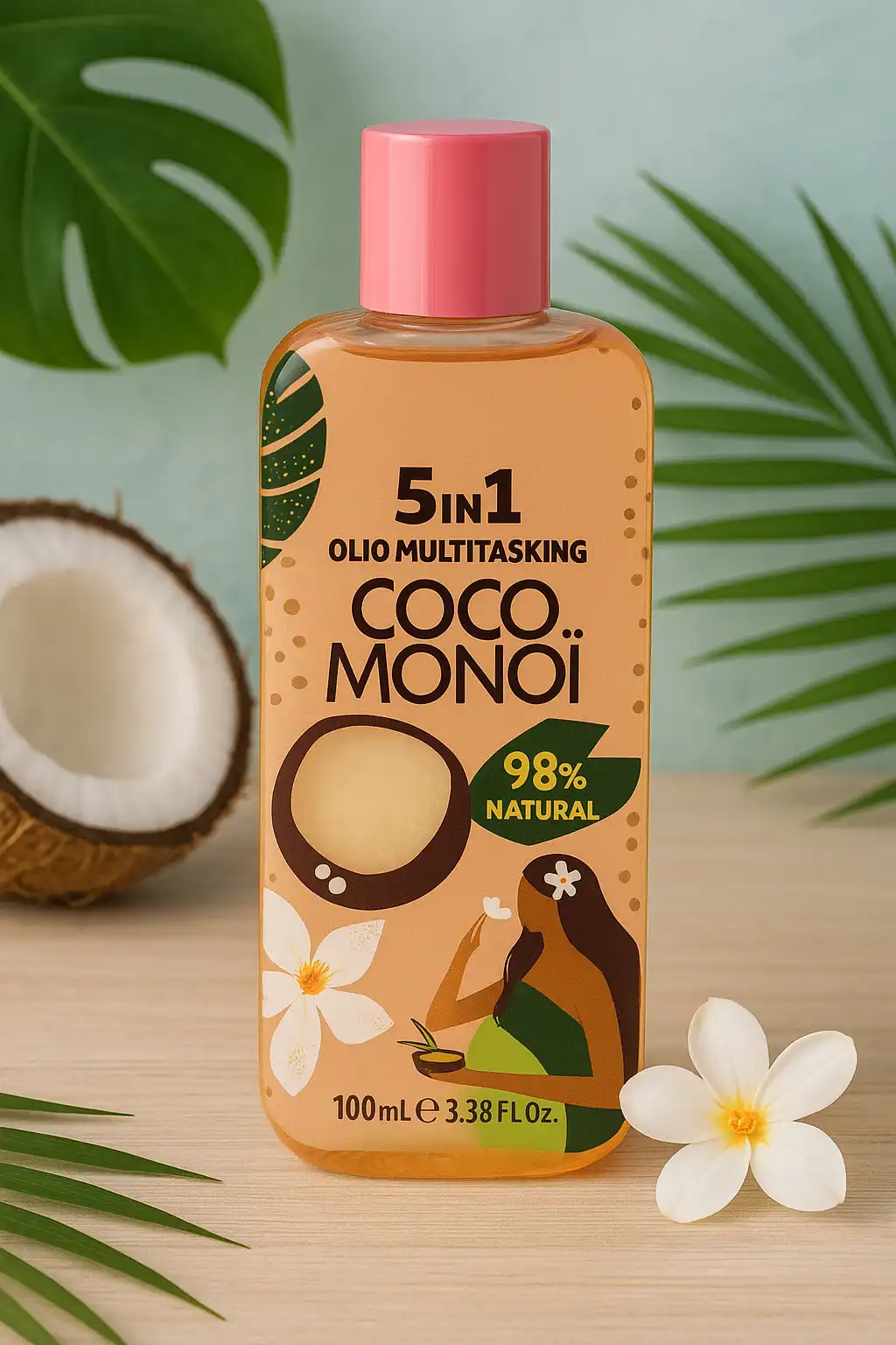 Coco Monoi Olio Multifunzione 5in1 100ml – Idratante per Corpo, Capelli e Viso