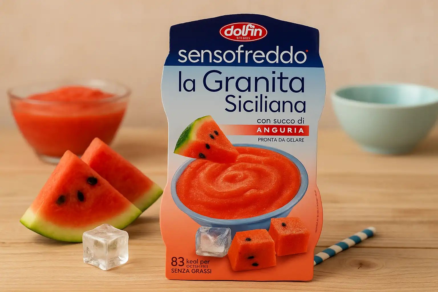 6X Dolfin SensoFreddo Granita Siciliana Anguria 200ml Senza Glutine Pronta Gelare
