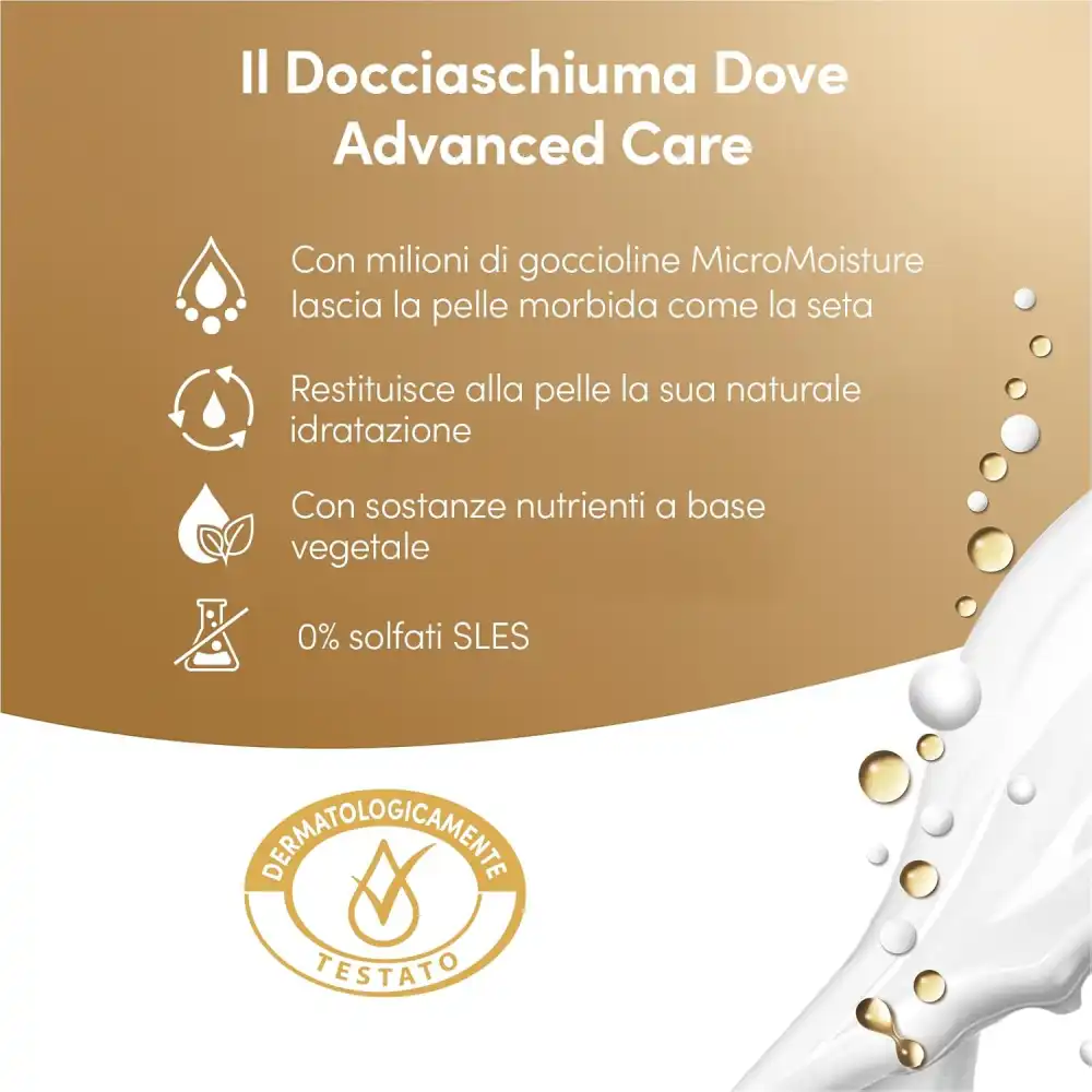6x Dove Bagnoschiuma Dolce Nutrimento 225ml Idratante Delicato Senza Solfati