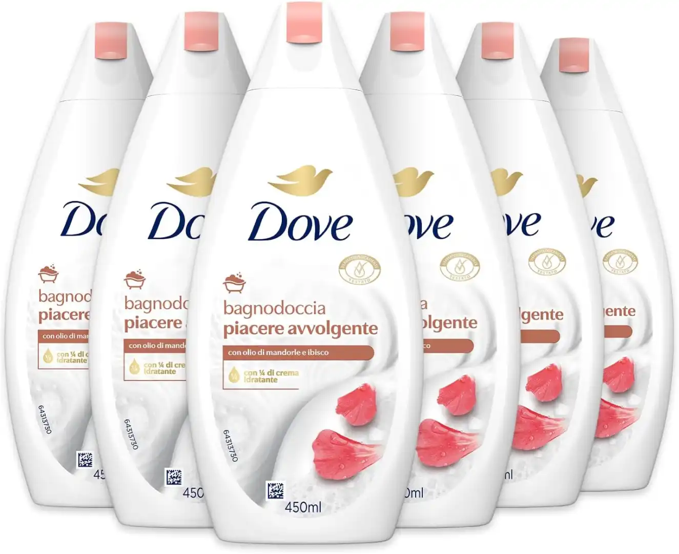 6X Dove Bagnoschiuma 450ml Piacere Avvolgente – Idratante, Uomo Donna